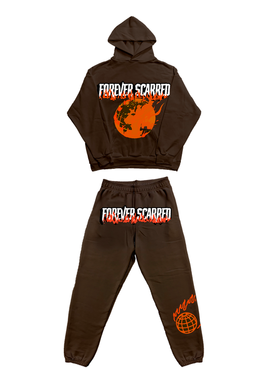 "World on Fire" Sweatsuit Brown